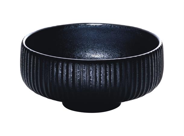 NARA bolle rund m. relieff Ø:210mm Sort Steingods - Ø:210mm H:70mm 1,46ltr